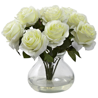 11" Artificial Rose Arrangement w/Vase - Low Maintenance, Life-Like & Vibrant Silk Flowers For Busy People.