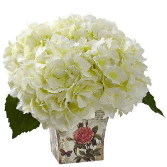 9" Artificial Hydrangea Arrangement w/Planter - Low Maintenance, Life-Like & Vibrant Silk Flowers For Busy People.