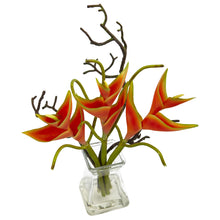17" Artificial Heliconia in Glass Vase - Low Maintenance, Life-Like & Vibrant Silk Flowers For Busy People.