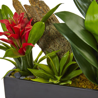 23.5 Artificial Dendrobium & Bromeliad Arrangement w/Planter - Low Maintenance, Life-Like & Vibrant Silk Flowers For Busy People.