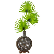 21" Artificial Fan Palm in Open Weave Vase - Low Maintenance, Life-Like & Vibrant Silk Plants For Busy People.