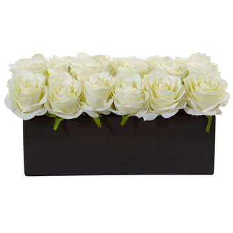 6" Artificial Roses in w/Planter - Low Maintenance, Life-Like & Vibrant Silk Flowers For Busy People.