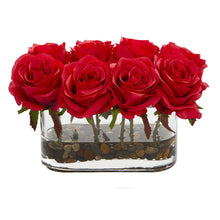 5.5" Artificial Blooming Rose Arrangement in Glass Vase - Low Maintenance, Life-Like & Vibrant Silk Flowers For Busy People.