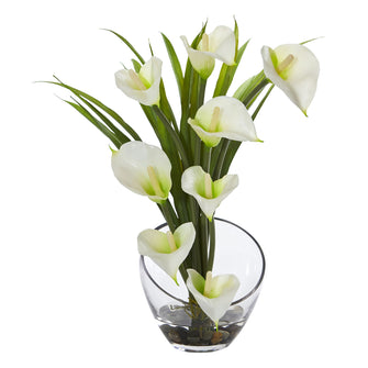 15" Artificial Calla Lily Flower in Vase - Low Maintenance, Life-Like & Vibrant Silk Flowers For Busy People.