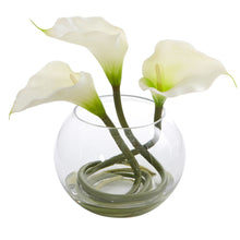 9" Artificial Calla Lily Arrangement in Rounded Glass Vase - Low Maintenance, Life-Like & Vibrant Silk Flowers For Busy People.