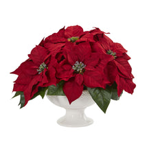 13" Artificial Poinsettia Arrangement in Urn - Low Maintenance, Life-Like & Vibrant Silk Flowers For Busy People.