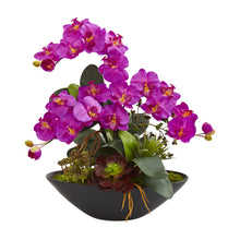 21" Artificial Phalaenopsis Orchid Arrangement in Black Vase, Low Maintenance, Life-Like & Vibrant Silk Flowers For Busy People .