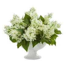 14" Artificial Lilac Arrangement in White Vase, Delivered Free, Low Maintenance Life-Like Flowers, That Creates A Variant Mood.