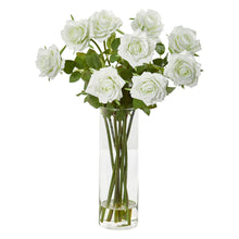 19" Artificial Rose Arrangement in Cylinder Vase - Low Maintenance, Life-Like & Vibrant Silk Flowers For Busy People.