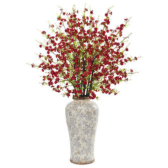 37" Artificial Cherry Blossom Arrangement in Decorative Vase - Low Maintenance, Life-Like & Vibrant Silk Flowers For Busy People.