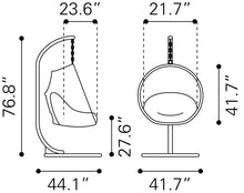 Las Palmas Hanging Chair - Finished In Weather Proof, Powder Coated Aluminium, Ships In 24 HRS.