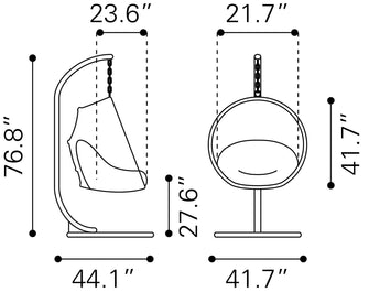 Las Palmas Hanging Chair - Finished In Weather Proof, Powder Coated Aluminium, Ships In 24 HRS.