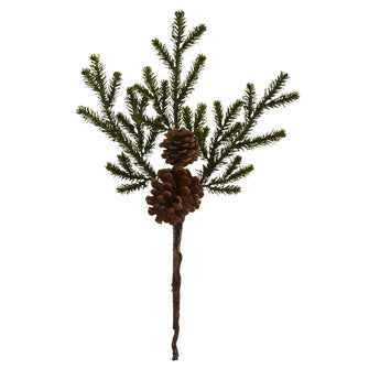 19" Artificial Pine & Pinecone Bundle (Set of 12) - Low Maintenance, Life-Like & Vibrant Silk Plants For Busy People.