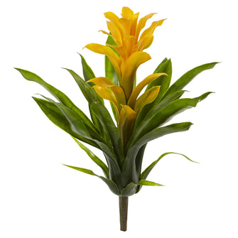 15" Artificial Bromeliad Flower (Set of 4) - Low Maintenance, Life-Like & Vibrant Silk Flowers For Busy People.