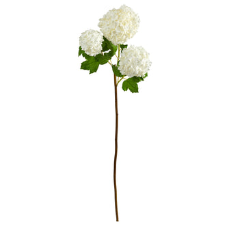 33" Artificial Snowball Hydrangea (Set of 2) - Low Maintenance, Life-Like & Vibrant Silk Flowers For Busy People.