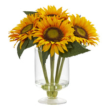12" Artificial Sunflower Arrangement in Vase, Low Maintenance, Life-Like & Vibrant Silk Flowers For Busy People.