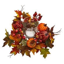8" x 16" Artificial .Pumpkin, Gourd, Berry and Maple Leaf Arrangement.