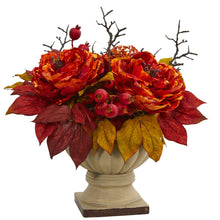 15" Artificial Peony and Sedum Arrangement, Low Maintenance, Life-Like & Vibrant Silk Flowers For Busy People.