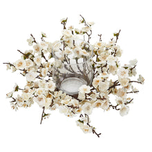 6.5" Artificial Plum Blossom Candelabrum Arrangment w/Candle Holder - Low Maintenance, Life-Like & Vibrant Silk Flowers For Busy People.