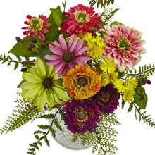 15" Artificial Mixed Flower Arrangement in Glass Vase.