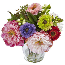 10.5" Artificial Peony and Mum in Glass Vase - Low Maintenance, Life-Like & Vibrant Silk Flowers For Busy People.