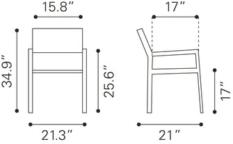 2 x Metropolitan Outdoor Dining Chairs - Ships In 24 HRS & Arrives Fully Assembled.