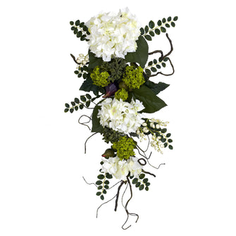 28" Artificial Hydrangea Teardrop - Low Maintenance, Life-Like & Vibrant Silk Flowers For Busy People.