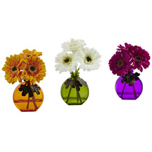 9" Artificial Gerber Daisy w/Colored Vase (Set of 3) - Low Maintenance, Life-Like & Vibrant Silk Flowers For Busy People.