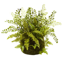 22" Artificial Mixed Fern w/Twig & Moss Basket - Low Maintenance, Life-Like & Vibrant Silk Plants For Busy People.