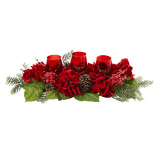 7.75" x 24" Artificial Hydrangea Red Candelabrum - Low Maintenance, Life-Like & Vibrant Silk Flowers For Busy People.