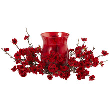 6.5" Artificial Plum Blossom Candelabrum Arrangement w/Candle Holder - Low Maintenance, Life-Like & Vibrant Silk Flowers For Busy People.