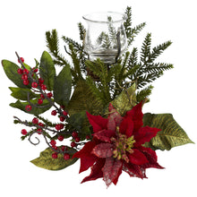 25" Artificial Poinsettia Candelabrum - Low Maintenance, Life-Like & Vibrant Silk Flowers For Busy People.