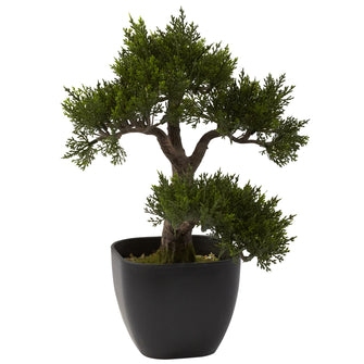 15" Artificial Cedar Bonsai - Low Maintenance, Life-Like & Vibrant Silk Trees For Busy People.