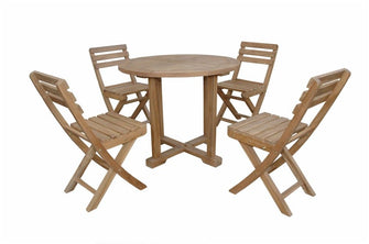 Montage Alabama 5-Piece Bistro Set, Chairs That Fold, Sanded Smooth To Natural Form, Delivered Free In 5 - 9 Working Days.