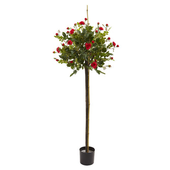 36" Artificial Rose Topiary Silk Tree w/Planter - Low Maintenance, Life-Like & Vibrant Silk Trees For Busy People.