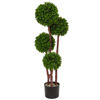 3' Artificial Boxwood Topiary Tree UV Resistant (Indoor/Outdoor) - Low Maintenance, Life-Like & Vibrant Silk Trees For Busy People.