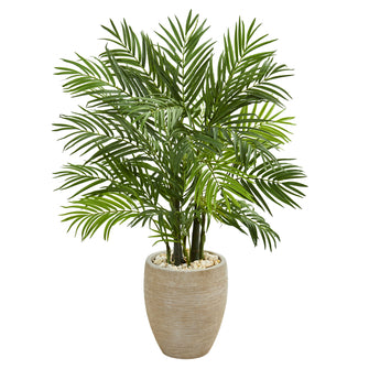 4' Artificial Areca Palm Tree in Sand Colored Planter - Low Maintenance, Life-Like & Vibrant Silk Trees For Busy People.