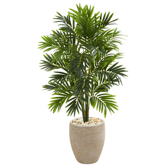 4' Artificial Areca Palm Tree in Sand Colored Planter - Low Maintenance, Life-Like & Vibrant Silk Trees For Busy People.