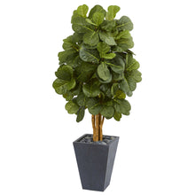 5.5' Artificial Fiddle Leaf Tree in Slate Planter - Low Maintenance, Life-Like & Vibrant Silk Trees For Busy People.