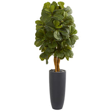 5.5' Artificial Fiddle Leaf Tree in Gray Cylinder Planter - Low Maintenance, Life-Like & Vibrant Silk Trees For Busy People.