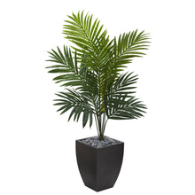 4.5' Artificial Kentia Palm Tree in Black Wash Planter - Low Maintenance, Life-Like & Vibrant Silk Trees For Busy People.