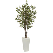 6' Artificial Olive Tree in White Tower Planter - Low Maintenance, Life-Like & Vibrant Silk Trees For Busy People.