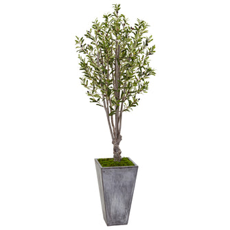 6' Artificial Olive Tree in Stone Planter - Low Maintenance, Life-Like & Vibrant Silk Trees For Busy People.