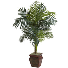 4.5' Artificial Golden Cane Palm w/Decorative Container - Low Maintenance, Life-Like & Vibrant Silk Trees For Busy People.