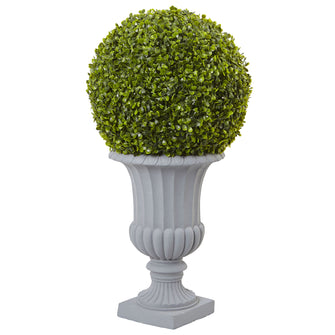 2.5' Artificial Boxwood Topiary with Urn (Indoor/Outdoor) - Low Maintenance, Life-Like & Vibrant Silk Trees For Busy People.
