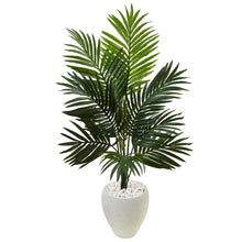 4.5' Artificial Kentia Palm Tree in White Oval Planter - Low Maintenance, Life-Like & Vibrant Silk Trees For Busy People.