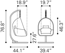 Bilbao Hanging Chair - Ships In 24 Hours, Finished In Powder Coated Aluminium & Synthetic Rattan, Perfect For Lazy Afternoons.