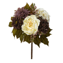 16" Artificial Peony, Hydrangea and Dahlia Flower Bouquet (Set of 2) - Low Maintenance, Life-Like & Vibrant Silk Flowers For Busy People.