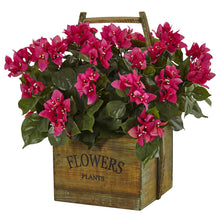 18" Artificial Bougainvillea in Rustic Wood Planter - Low Maintenance, Life-Like & Vibrant Silk Plants For Busy People.