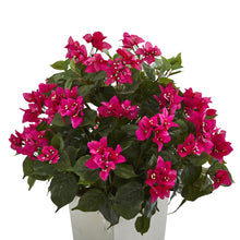 20" Artificial Bougainvillea Plant in White Tower Planter - Low Maintenance, Life-Like & Vibrant Silk Plants For Busy People.